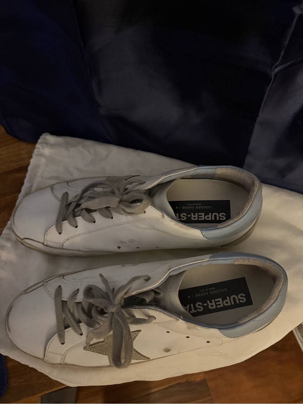Golden Goose White Leather Sneakers with Gray Accents